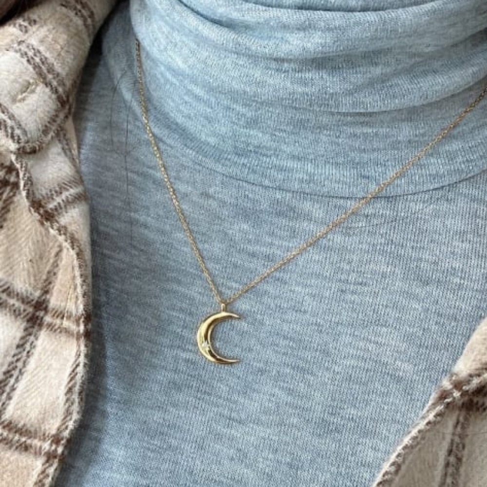 Moon Pendant Necklace | 14k Gold Plated - Picture 2 of 5